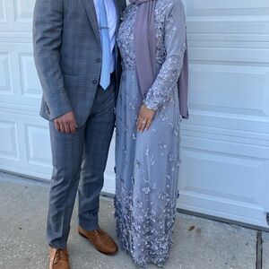 3D floral long sleeve dress